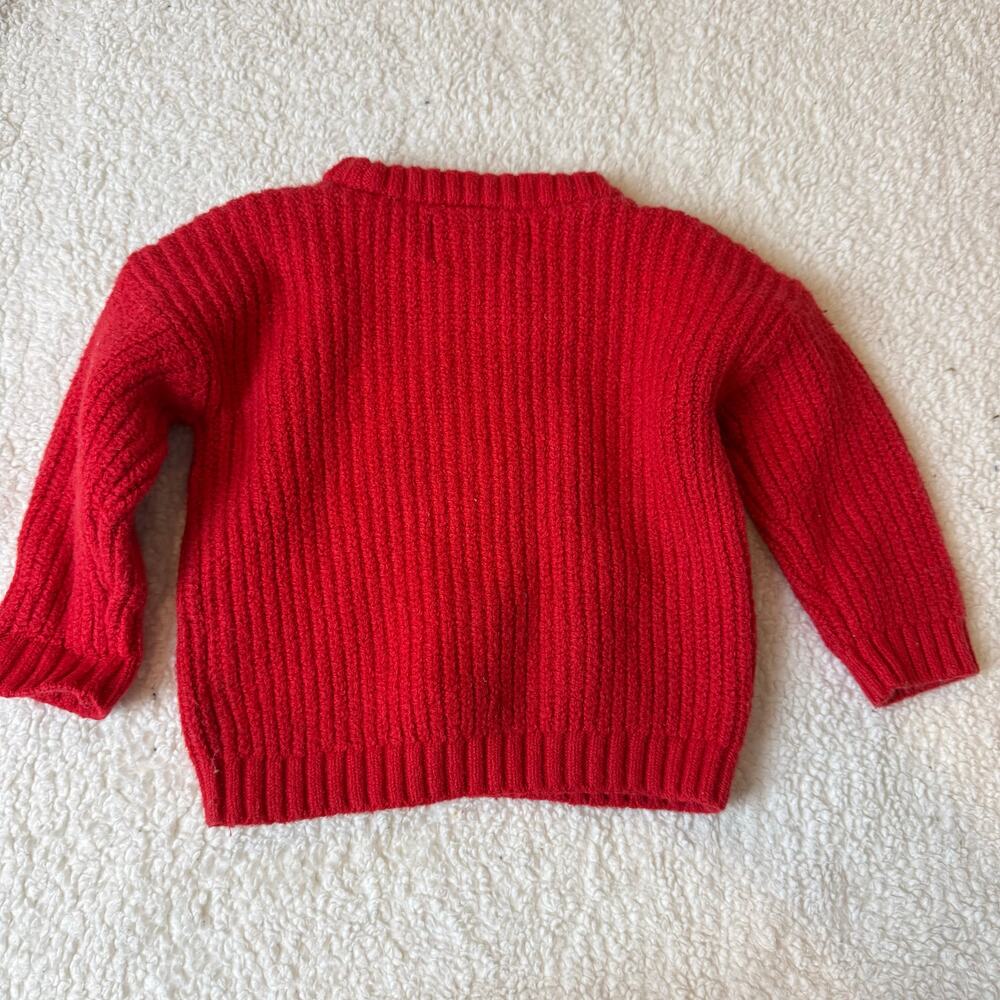 Old Navy 6-12 Months Merry Christmas Sweater Red White Embroider Baby Girl Boy - Picture 4 of 6